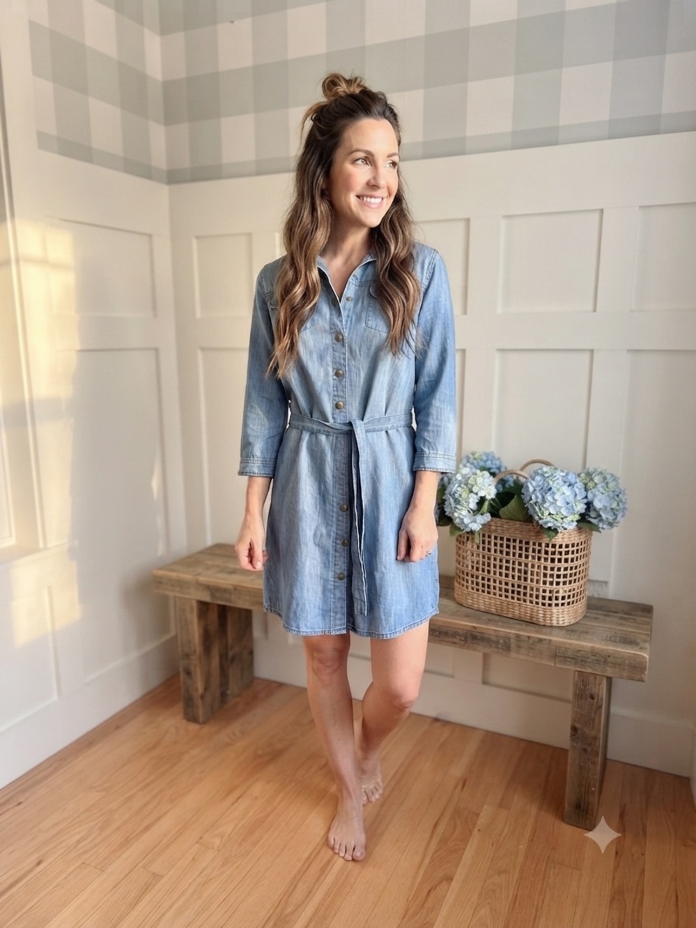 GAP Light Blue Denim Shirt Dress with Tie Belt Medium